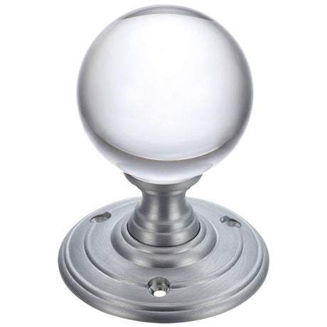 High quality image of the Fulton & Bray - Glass Ball Mortice Knob - Plain 55mm - Satin Chrome | Sku. fb300sc | available to order from Trade Door Handles.