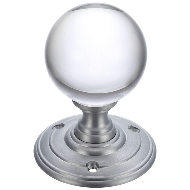 High quality image of the Fulton & Bray - Glass Ball Mortice Knob - Plain 55mm - Satin Chrome | Sku. fb300sc | available to order from Trade Door Handles.