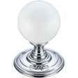 High quality image of the Fulton & Bray - Glass Ball Mortice Knob - Frosted 55mm - Polished Chrome | Sku. fb302cp | available to order from Trade Door Handles.