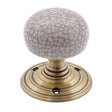 High quality image of the Fulton & Bray - Porcelain Mortice Knob on Round Rose - Ivory Crackle - Face Fix - Bronze | Sku. fb304icfb | available to order from Trade Door Handles.