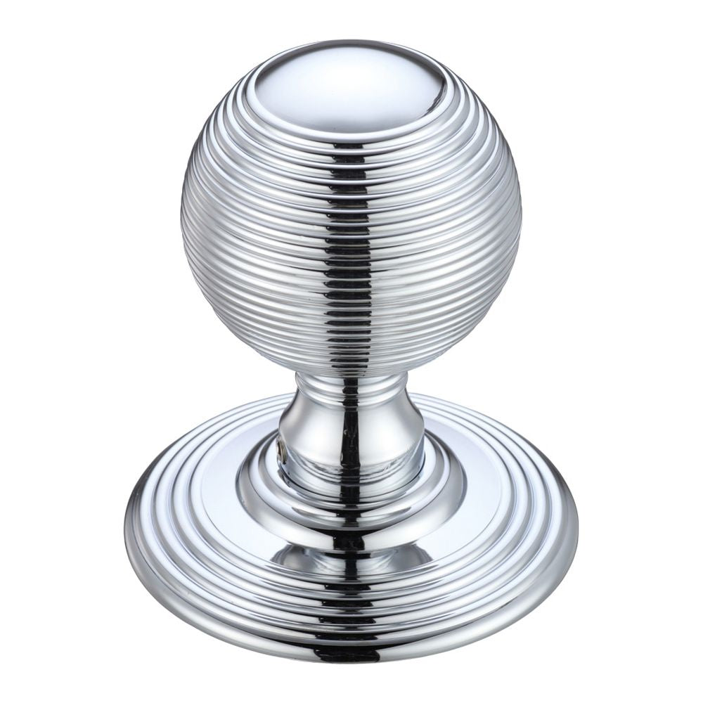 High quality image of the Fulton & Bray - Ringed Mortice Knob on Round Rose - Concealed Fix - Solid - Polished Chrome | Sku. fb306cp | available to order from Trade Door Handles.