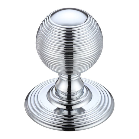 High quality image of the Fulton & Bray - Ringed Mortice Knob on Round Rose - Concealed Fix - Solid - Polished Chrome | Sku. fb306cp | available to order from Trade Door Handles.