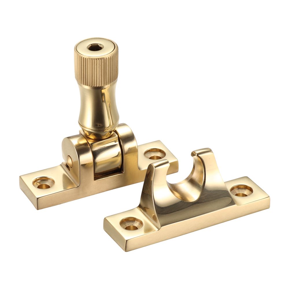 High quality image of the Fulton & Bray - Brighton Pattern Sash Fastener - Locking Version c/w key - Polished Brass | Sku. fb32lck | available to order from Trade Door Handles.