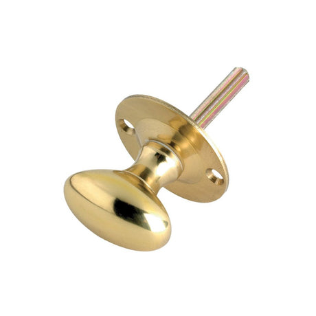 High quality image of the Fulton & Bray - Oval Thumb Turn - Rack Bolt 38mm Rose dia. - Polished Brass | Sku. fb40 | available to order from Trade Door Handles.