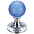 High quality image of the Fulton & Bray - Glass Ball Mortice Knob - Plain Blue - 50mm - Polished Brass | Sku. fb400cpb | available to order from Trade Door Handles.