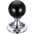 High quality image of the Fulton & Bray - Glass Ball Mortice Knob - Plain Black - 50mm - Polished Chrome | Sku. fb400cpbl | available to order from Trade Door Handles.