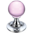 High quality image of the Fulton & Bray - Glass Ball Mortice Knob - Plain Pink - 50mm - Polished Chrome | Sku. fb400cpp | available to order from Trade Door Handles.