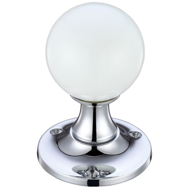 High quality image of the Fulton & Bray - Glass Ball Mortice Knob - Plain White - 50mm | Sku. fb400cpwh | available to order from Trade Door Handles.