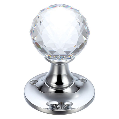 High quality image of the Fulton & Bray - Glass Ball Mortice Knob - Facetted Clear - 50mm - Polished Chrome | Sku. fb401cp | available to order from Trade Door Handles.