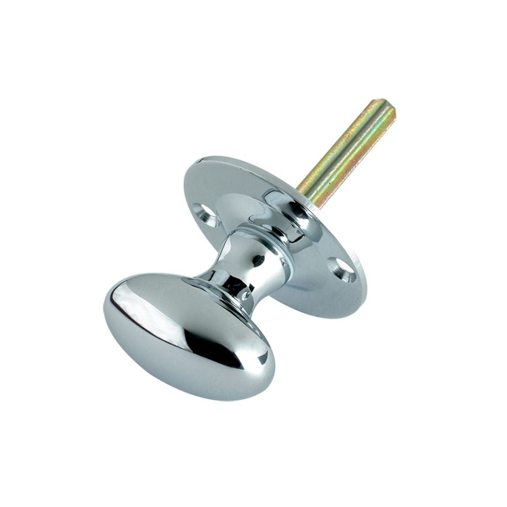 High quality image of the Fulton & Bray - Oval Thumb Turn - Rack Bolt 38mm Rose dia. - Polished Chrome | Sku. fb40cp | available to order from Trade Door Handles.