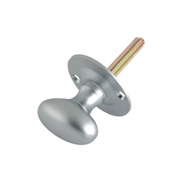 High quality image of the Fulton & Bray - Oval Thumb Turn - Rack Bolt 38mm Rose dia. - Satin Chrome | Sku. fb40sc | available to order from Trade Door Handles.