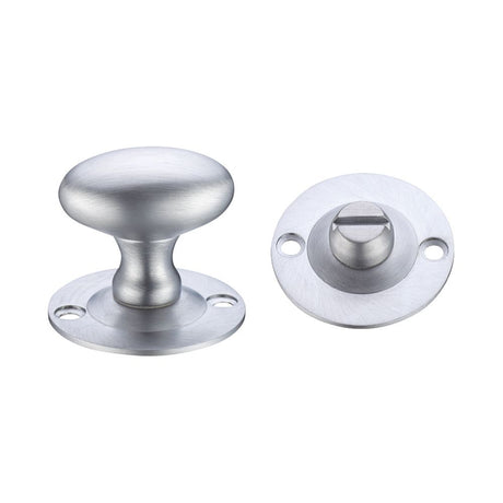 High quality image of the Fulton & Bray - Oval Thumb Turn with Coin Release - 5mm spindle - Satin Chrome | Sku. fb41sc | available to order from Trade Door Handles.