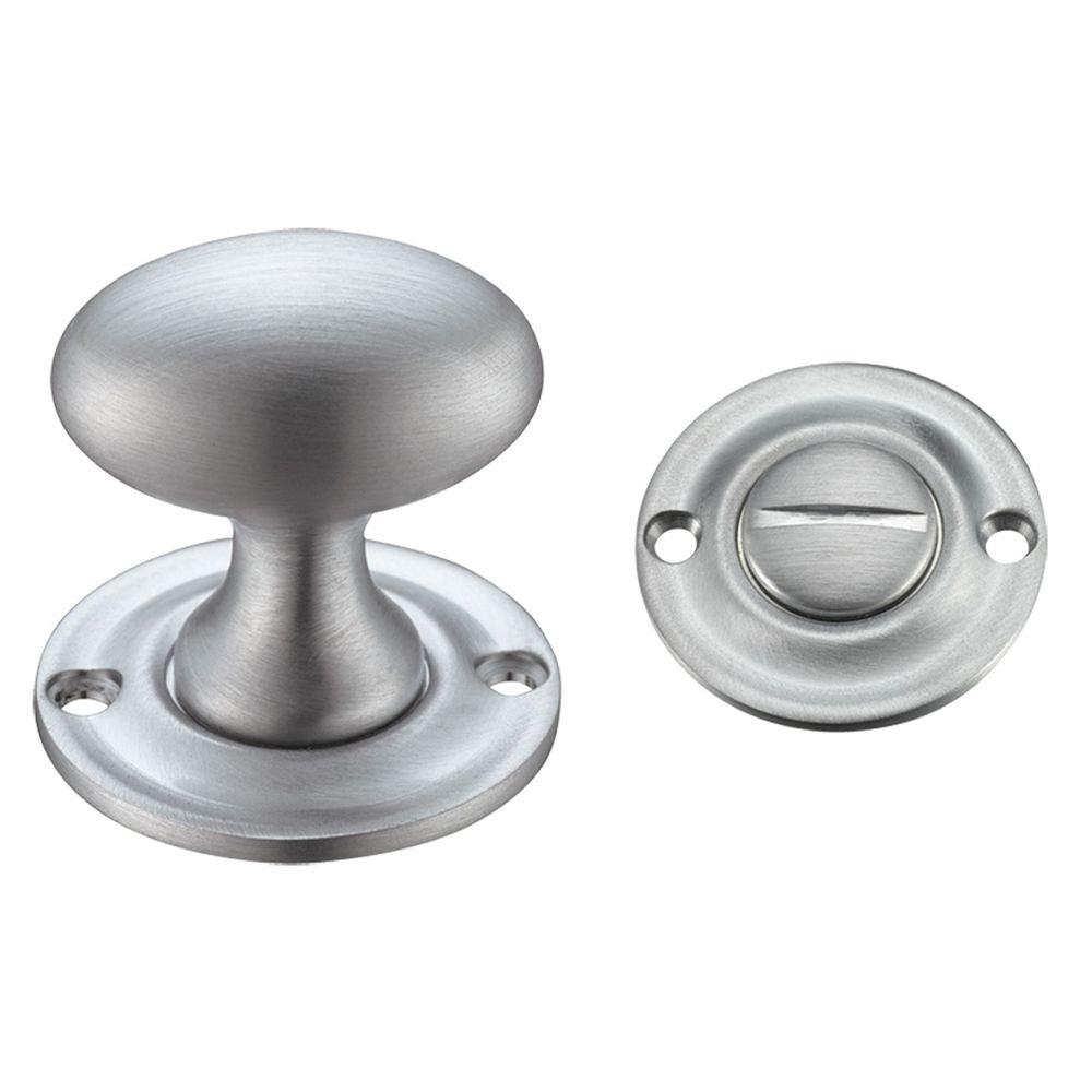 High quality image of the Fulton & Bray - Oval Thumb Turn with Coin Release - 5mm spindle - Satin Chrome | Sku. fb42sc | available to order from Trade Door Handles.