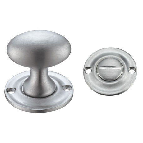 High quality image of the Fulton & Bray - Oval Thumb Turn with Coin Release - 5mm spindle - Satin Chrome | Sku. fb42sc | available to order from Trade Door Handles.
