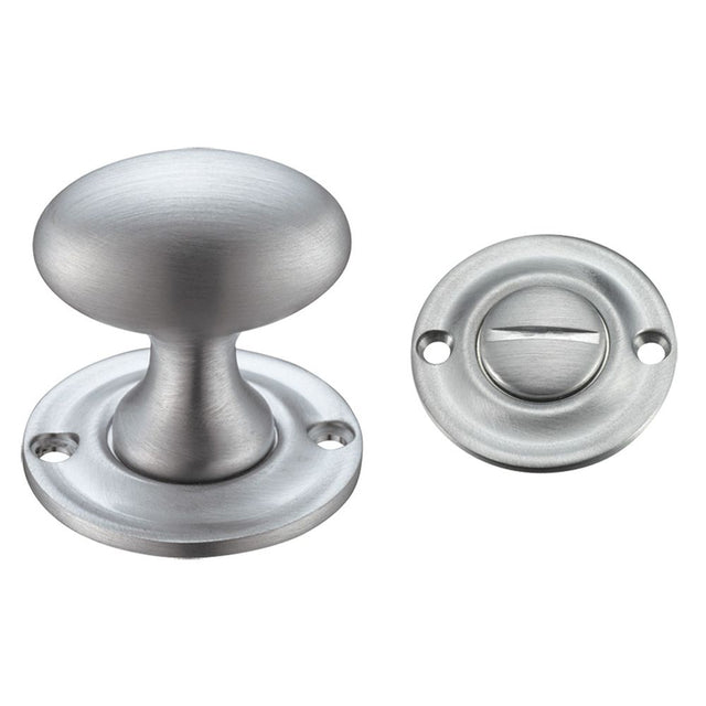 High quality image of the Fulton & Bray - Oval Thumb Turn with Coin Release - 5mm spindle - Satin Chrome | Sku. fb42sc | available to order from Trade Door Handles.