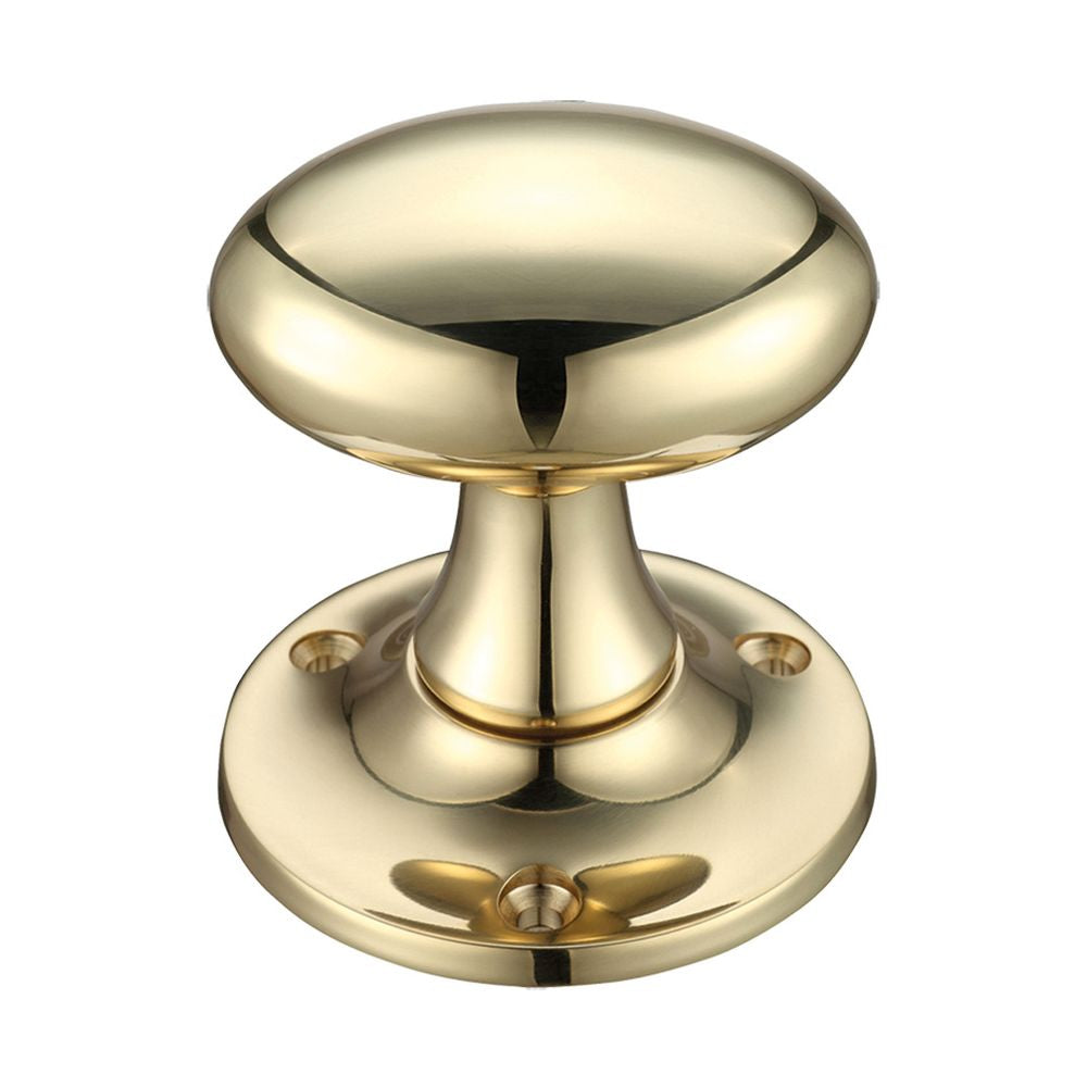 High quality image of the Fulton & Bray - Oval Mortice Knob Furniture 60mm Rose dia. - Polished Brass | Sku. fb500 | available to order from Trade Door Handles.