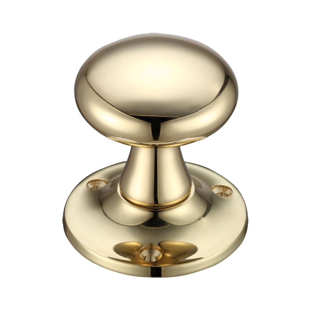 High quality image of the Fulton & Bray - Mushroom Mortice Knob Furniture 60mm Rose dia. - Polished Brass | Sku. fb501 | available to order from Trade Door Handles.
