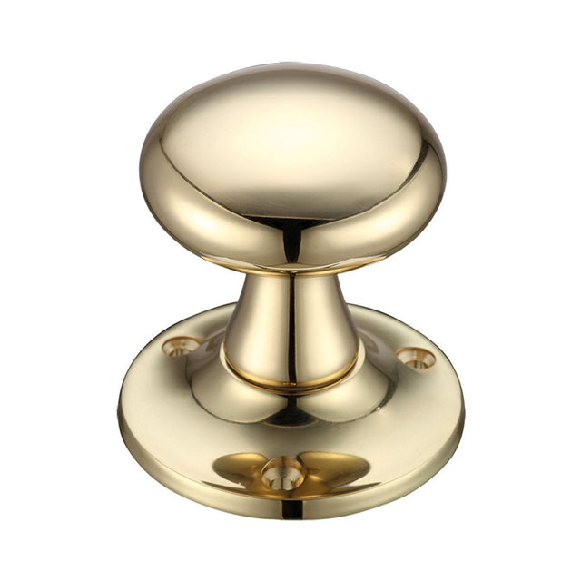 High quality image of the Fulton & Bray - Mushroom Mortice Knob Furniture 60mm Rose dia. - Polished Brass | Sku. fb501 | available to order from Trade Door Handles.