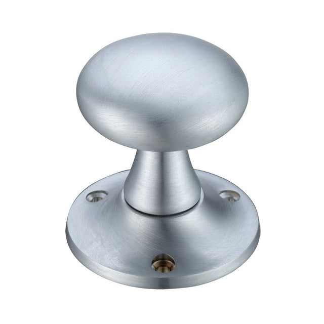 High quality image of the Fulton & Bray - Mushroom Mortice Knob Furniture 60mm Rose dia. - Satin Chrome | Sku. fb501sc | available to order from Trade Door Handles.