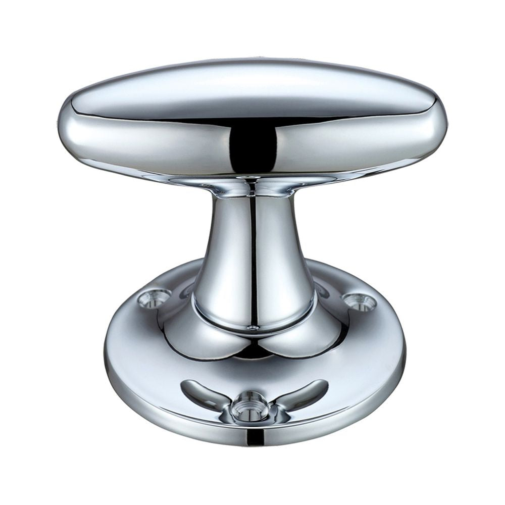 High quality image of the Fulton & Bray - Extended Oval Mortice Knob Furniture 60mm Rose dia. - Polished Chrome | Sku. fb503cp | available to order from Trade Door Handles.