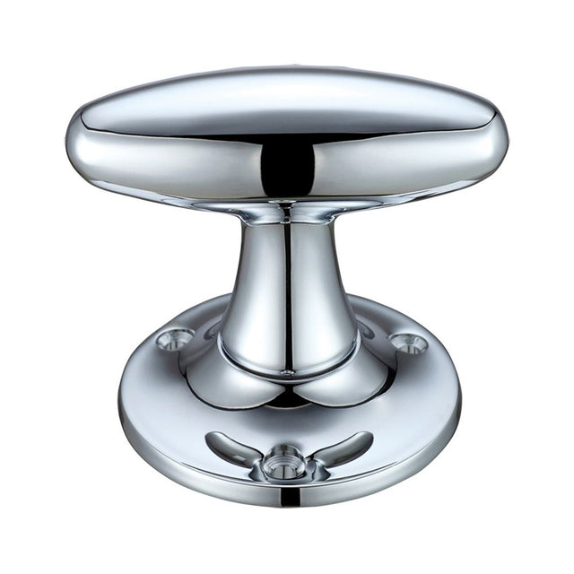 High quality image of the Fulton & Bray - Extended Oval Mortice Knob Furniture 60mm Rose dia. - Polished Chrome | Sku. fb503cp | available to order from Trade Door Handles.