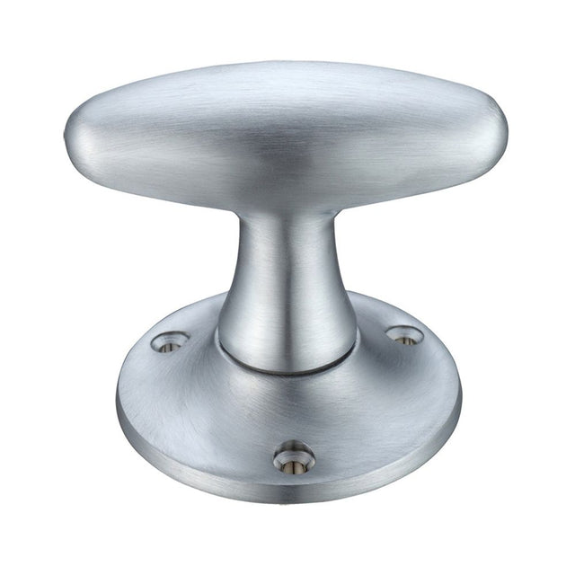 High quality image of the Fulton & Bray - Extended Oval Mortice Knob Furniture 60mm Rose dia. - Satin Chrome | Sku. fb503sc | available to order from Trade Door Handles.