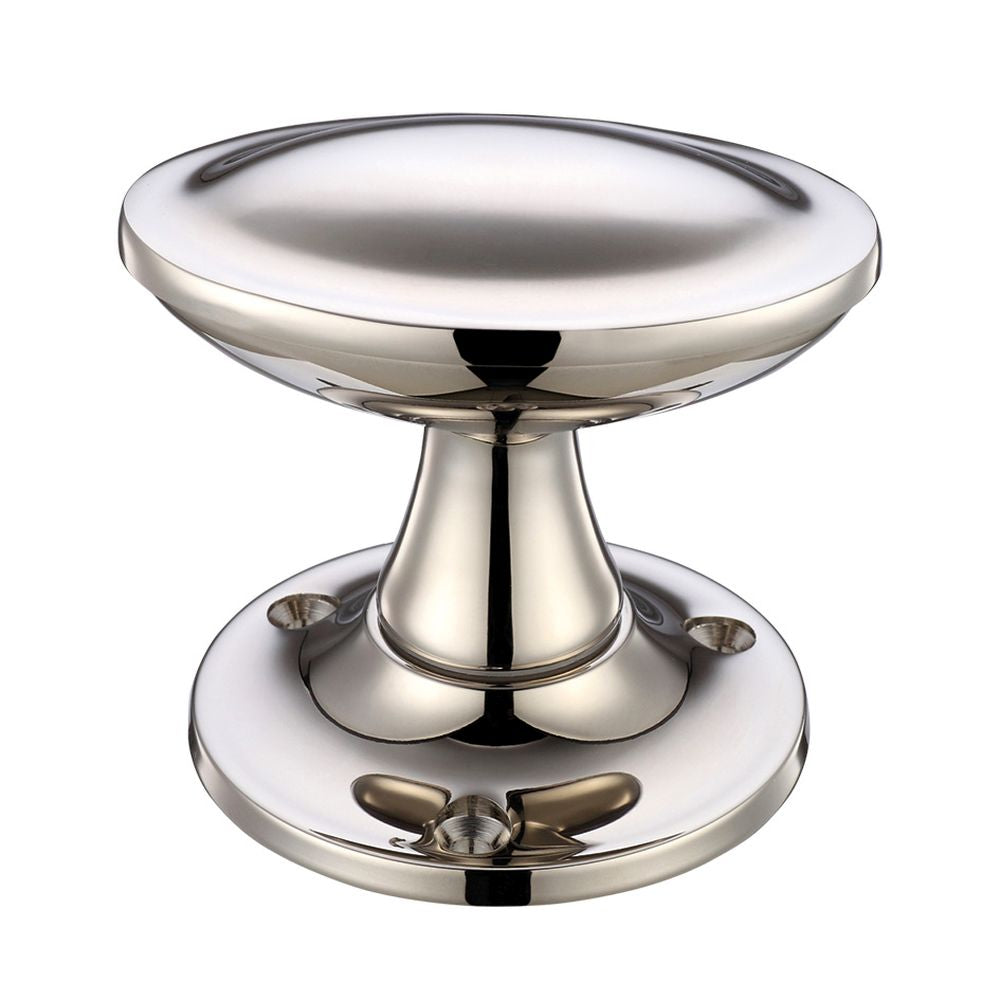 High quality image of the Fulton & Bray - Oval Stepped Mortice Knob Furniture 60mm Rose Dia - PVD Polished Nickel | Sku. fb504pvdn | available to order from Trade Door Handles.