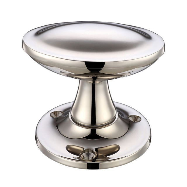 High quality image of the Fulton & Bray - Oval Stepped Mortice Knob Furniture 60mm Rose Dia - PVD Polished Nickel | Sku. fb504pvdn | available to order from Trade Door Handles.