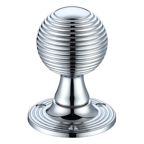 High quality image of the Fulton & Bray - Queen Anne Mortice Knob Furniture 60mm Rose dia. - Polished Chrome | Sku. fb507cp | available to order from Trade Door Handles.