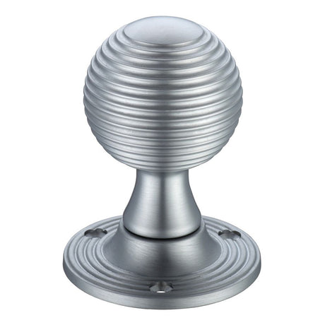 High quality image of the Fulton & Bray - Queen Anne Mortice Knob Furniture 60mm Rose dia. - Satin Chrome | Sku. fb507sc | available to order from Trade Door Handles.