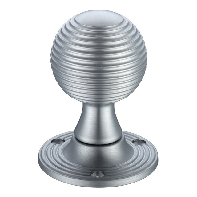 High quality image of the Fulton & Bray - Queen Anne Mortice Knob Furniture 60mm Rose dia. - Satin Chrome | Sku. fb507sc | available to order from Trade Door Handles.