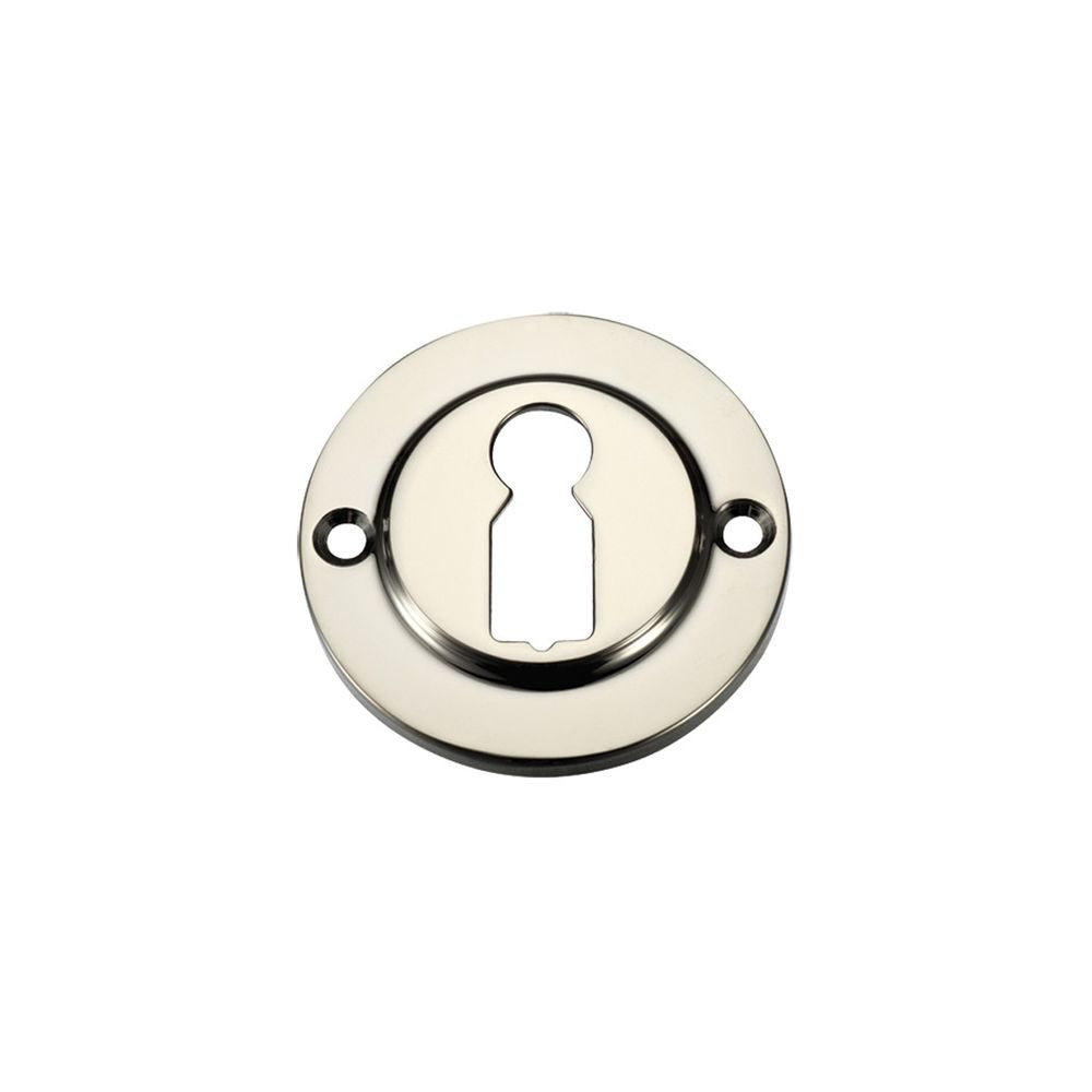 High quality image of the Fulton & Bray - Standard Profile Escutcheon - PVD Polished Nickel | Sku. fb52pvdn | available to order from Trade Door Handles.