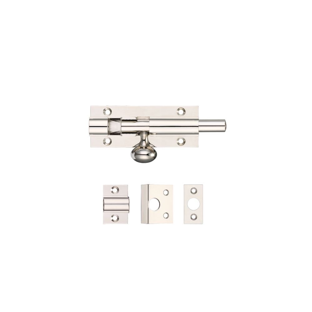 High quality image of the Fulton & Bray - Architectural Barrel Bolt 75mm x 30mm - Polished Nickel | Sku. fb55pn | available to order from Trade Door Handles.