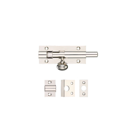 High quality image of the Fulton & Bray - Architectural Barrel Bolt 75mm x 30mm - Polished Nickel | Sku. fb55pn | available to order from Trade Door Handles.