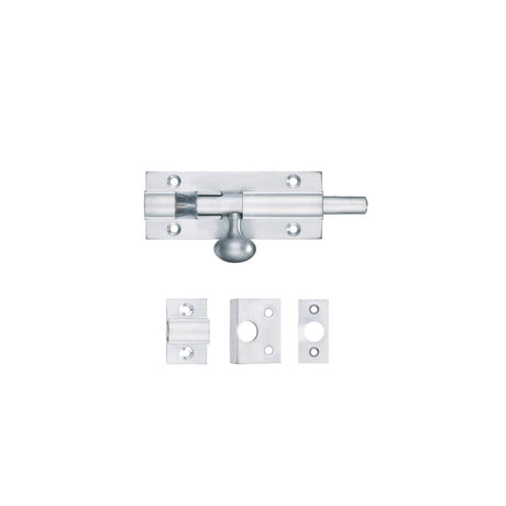 High quality image of the Fulton & Bray - Architectural Barrel Bolt 75mm x 30mm - Satin Chrome | Sku. fb55sc | available to order from Trade Door Handles.