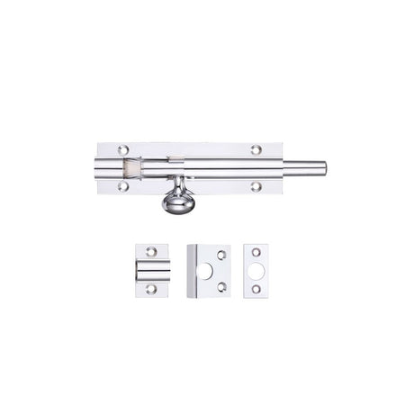 High quality image of the Fulton & Bray - Architectural Barrel Bolt 100mm x 30mm - Polished Chrome | Sku. fb56cp | available to order from Trade Door Handles.