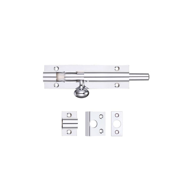 High quality image of the Fulton & Bray - Architectural Barrel Bolt 100mm x 30mm - Polished Chrome | Sku. fb56cp | available to order from Trade Door Handles.