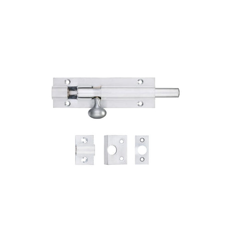 High quality image of the Fulton & Bray - Architectural Barrel Bolt 100mm x 30mm - Satin Chrome | Sku. fb56sc | available to order from Trade Door Handles.
