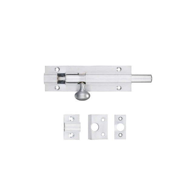 High quality image of the Fulton & Bray - Architectural Barrel Bolt 100mm x 30mm - Satin Chrome | Sku. fb56sc | available to order from Trade Door Handles.
