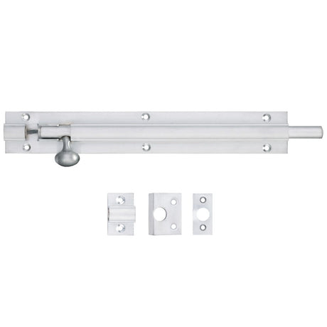 High quality image of the Fulton & Bray - Architectural Barrel Bolt 200mm x 30mm - Satin Chrome | Sku. fb58sc | available to order from Trade Door Handles.