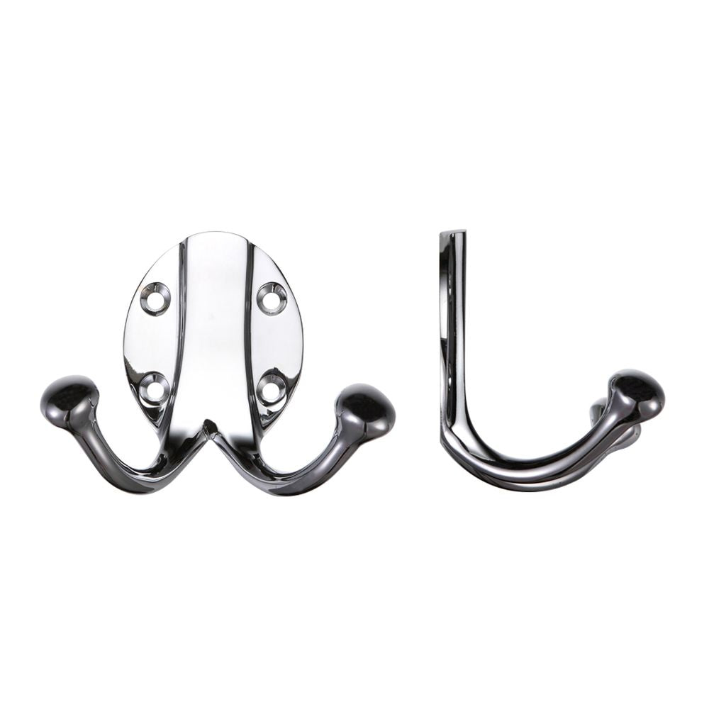 High quality image of the Fulton & Bray - Double Robe Hook - Polished Chrome | Sku. fb71cp | available to order from Trade Door Handles.