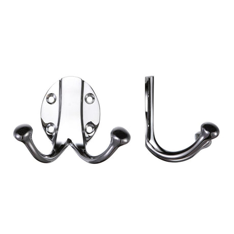 High quality image of the Fulton & Bray - Double Robe Hook - Polished Chrome | Sku. fb71cp | available to order from Trade Door Handles.