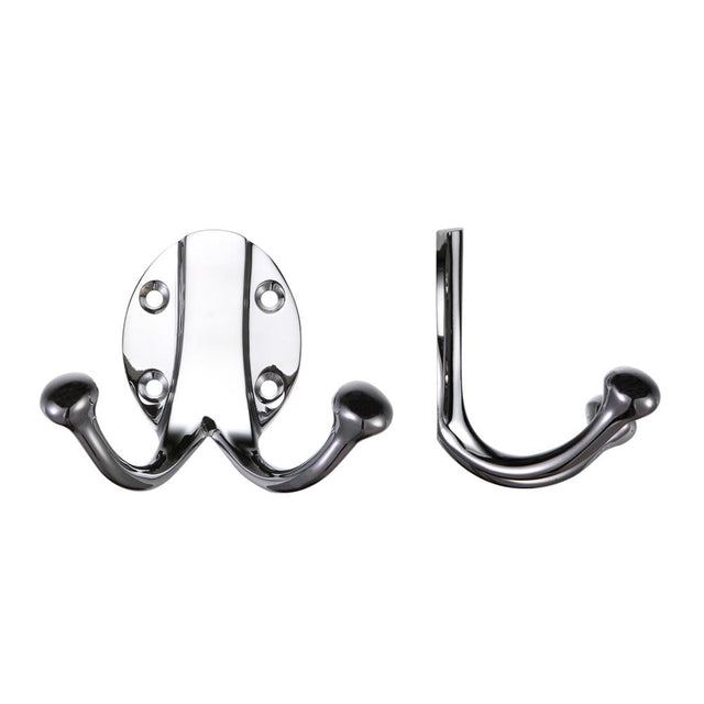 High quality image of the Fulton & Bray - Double Robe Hook - Polished Chrome | Sku. fb71cp | available to order from Trade Door Handles.