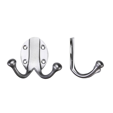 High quality image of the Fulton & Bray - Double Robe Hook - Satin Chrome | Sku. fb71sc | available to order from Trade Door Handles.