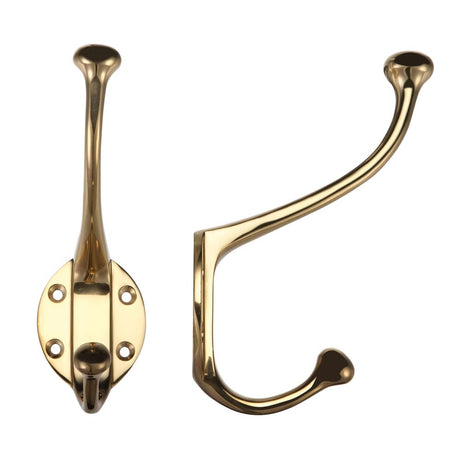 High quality image of the Fulton & Bray - Hat and Coat Hook - Polished Brass | Sku. fb72 | available to order from Trade Door Handles.