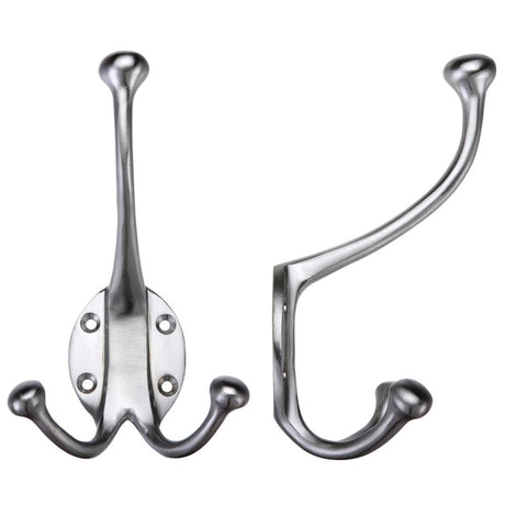 High quality image of the Fulton & Bray - Double Hat and Coat Hook - Satin Chrome | Sku. fb73sc | available to order from Trade Door Handles.