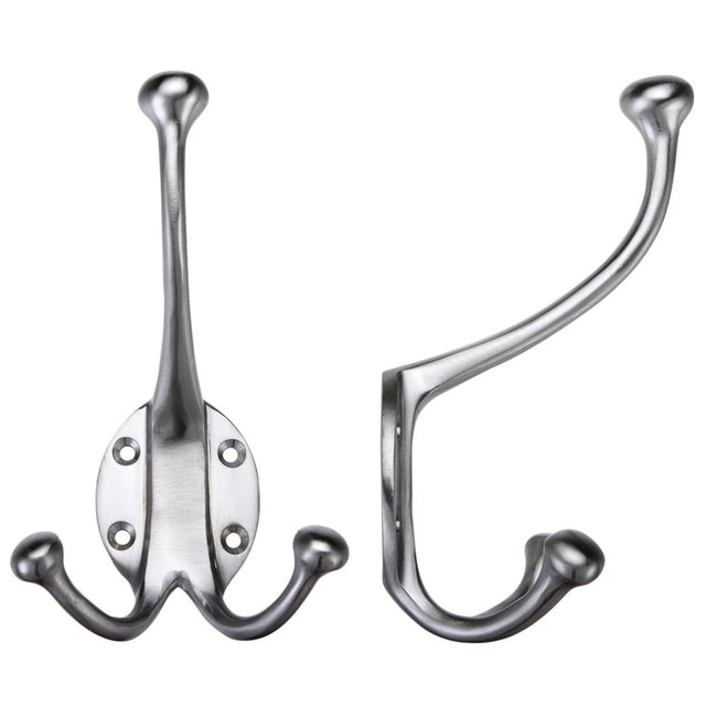 High quality image of the Fulton & Bray - Double Hat and Coat Hook - Satin Chrome | Sku. fb73sc | available to order from Trade Door Handles.