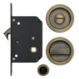 High quality image of the Fulton & Bray - Sliding Door Lock Set - Suitable for 35-45mm Thick Doors - Antique Brass | Sku. FB81AB | available to order from Trade Door Handles.
