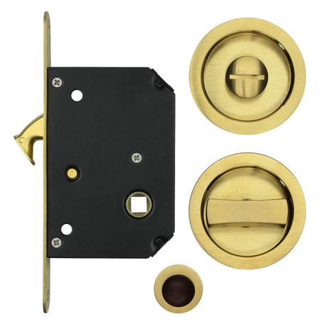 High quality image of the Fulton & Bray - Sliding Door Lock Set - Suitable for 35-45mm Thick Doors - PVD Satin Brass | Sku. FB81PVDSB | available to order from Trade Door Handles.