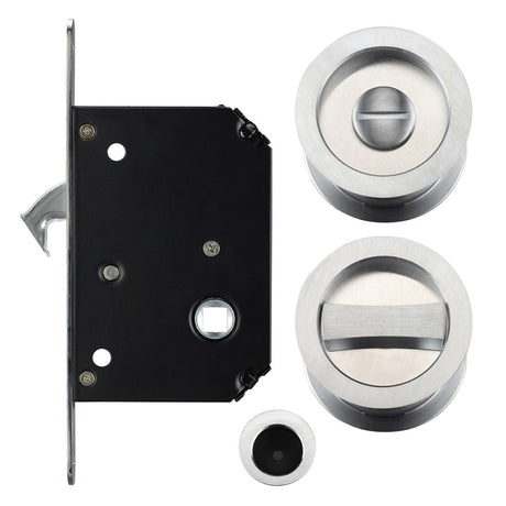 High quality image of the Fulton & Bray - Sliding Door Lock Set - Suitable for 35-45mm Thick Doors - Satin Chrome | Sku. fb81sc | available to order from Trade Door Handles.